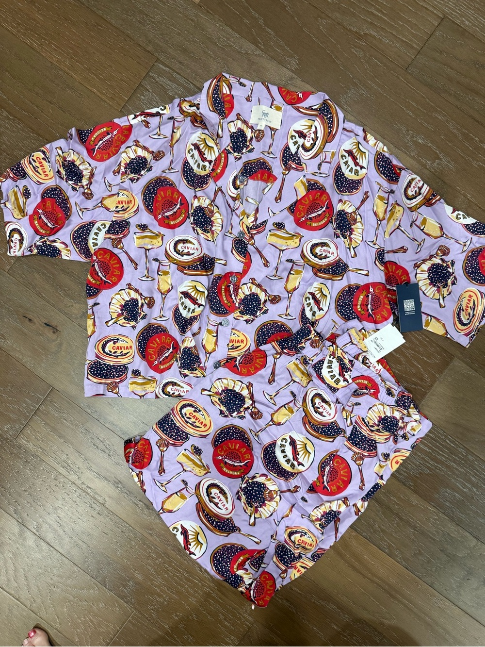 Printfresh Purple Lounge Caviar and Champagne Long Pajama Set